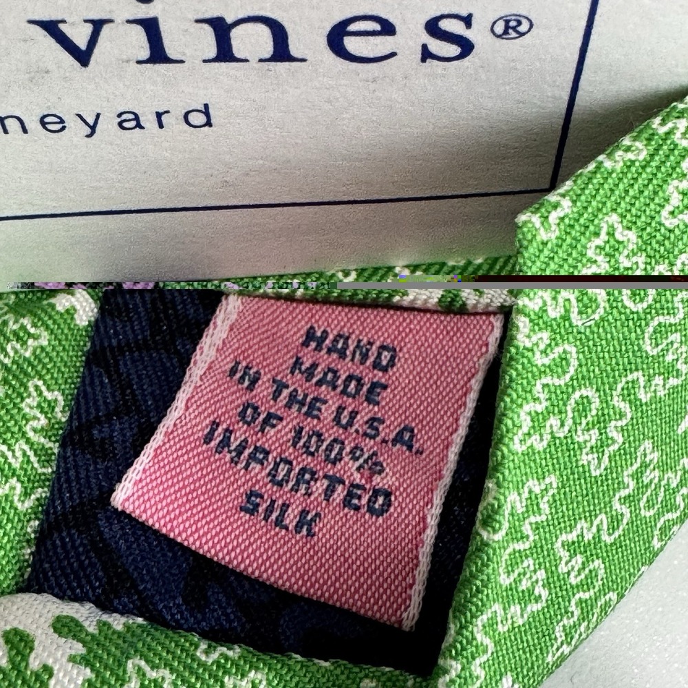 Vineyard Vines Mens Green Snowflake Silk Tie Holiday Winter 1T0911-315 NEW - Picture 7 of 7